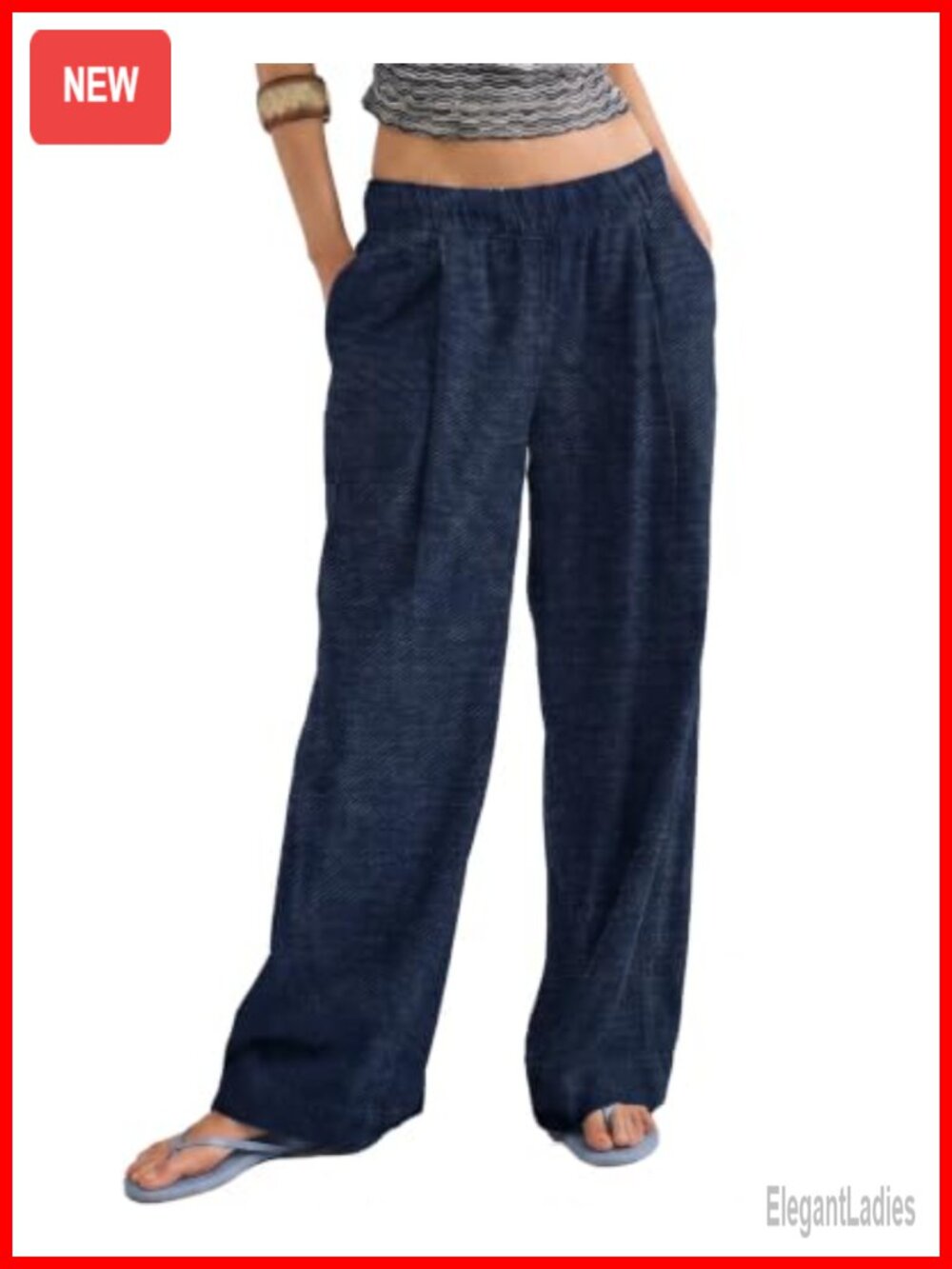 Wide Leg High Waist Baggy Pants with Pockets Pleated Front Lounge Trousers